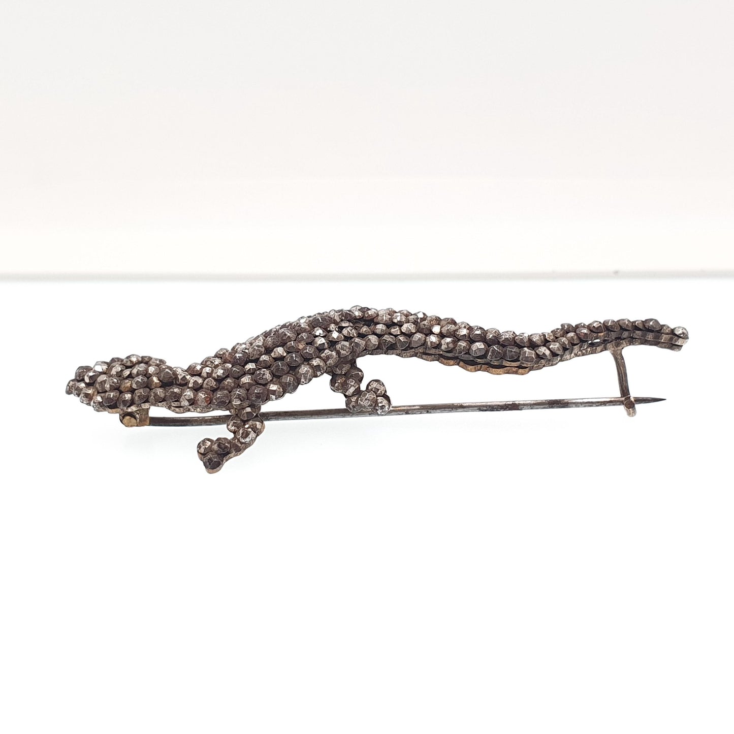 Antique Georgian Steel Cut Lizard Brooch Pin Rare Gecko Early 1800s Pre Victorian Animal Reptile Handmade Artisan Vintage Jewelry Jewellery