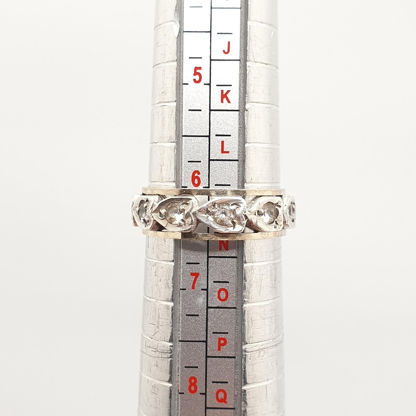 Antique Art Deco 9ct 9k Gold Sterling Silver Eternity Ring Diamond White Spinel Gemstone Solid 375 Vintage 1920s Womens Jewelry Jewellery