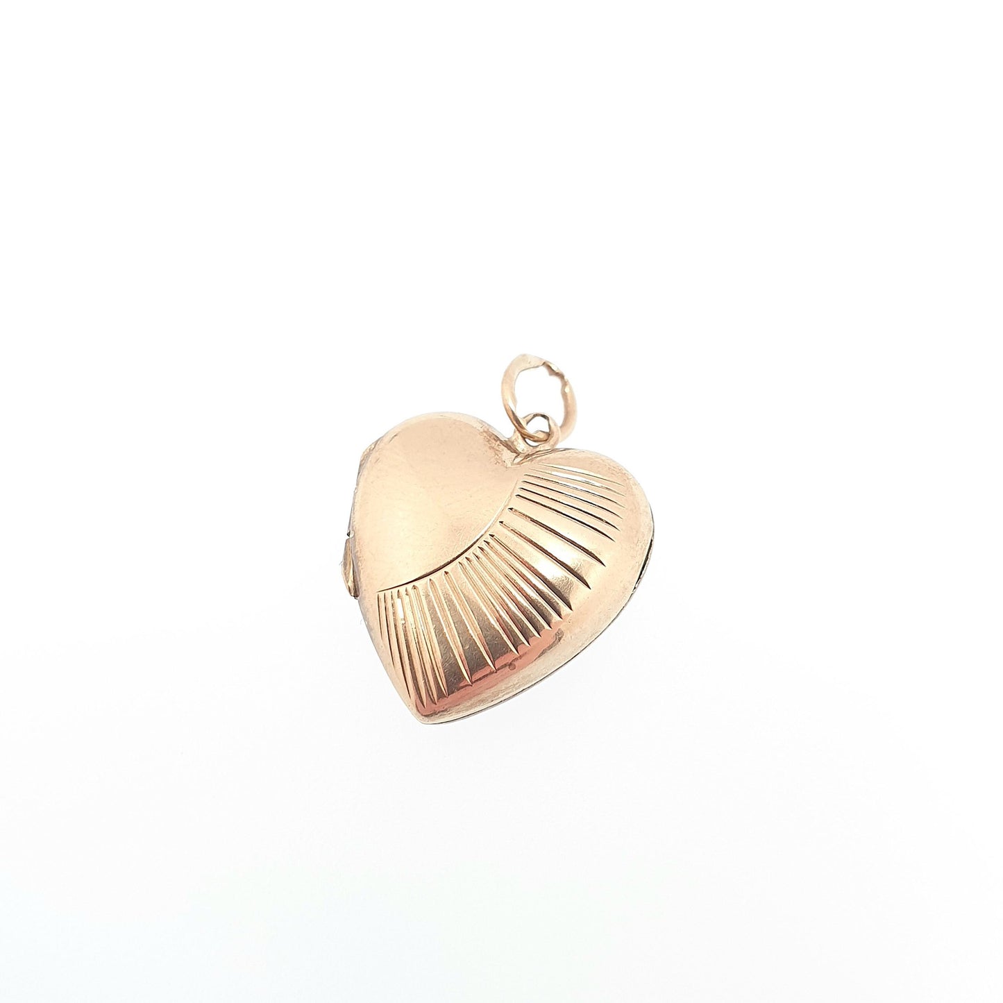 Antique 9ct 9k Gold Heart Locket Sunburst Art Deco Solid Yellow Gold Back & Front Engraved 1920s Necklace Photo Pendant Jewelry Jewellery