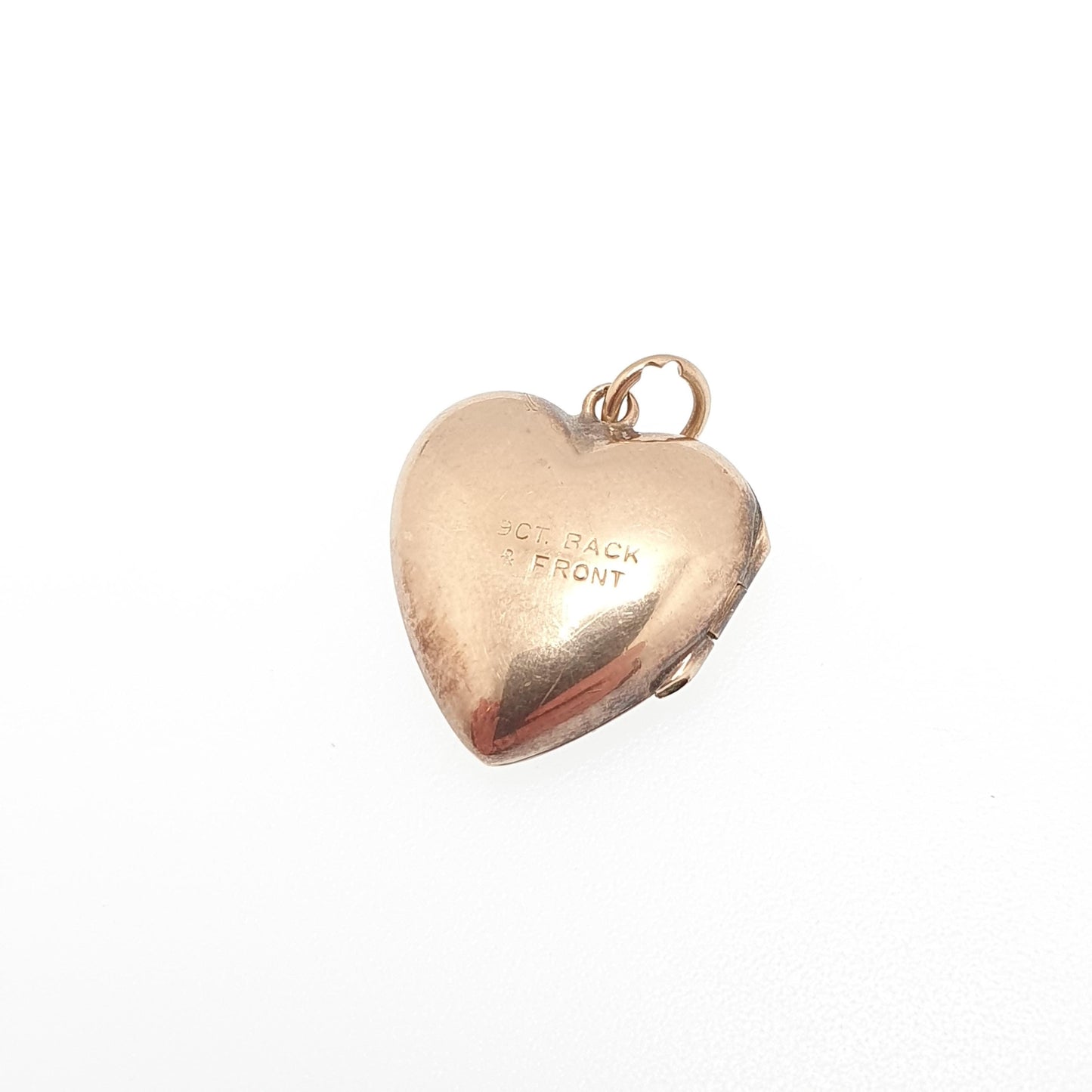 Antique 9ct 9k Gold Heart Locket Sunburst Art Deco Solid Yellow Gold Back & Front Engraved 1920s Necklace Photo Pendant Jewelry Jewellery