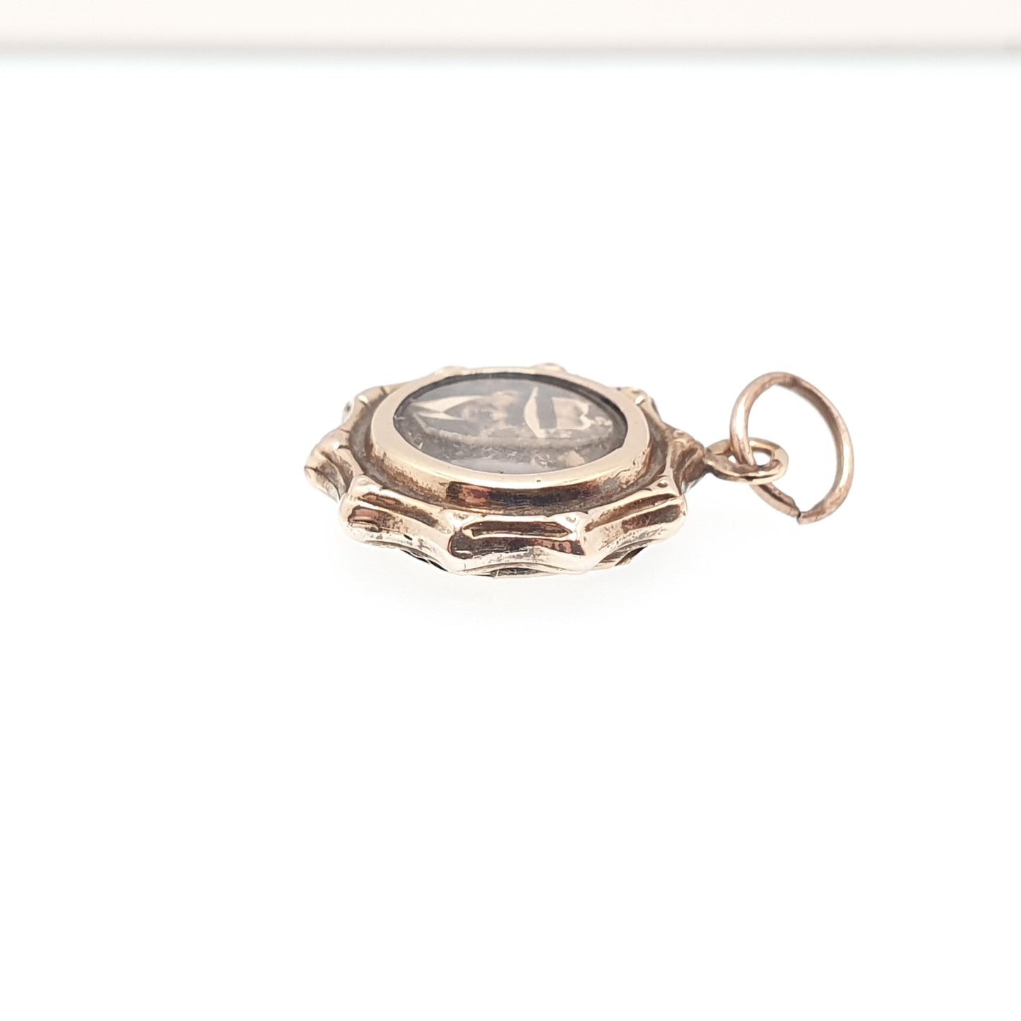 Antique 14k 14kt Gold Locket Pendant Star Necklace Solid 585 One Sided Photo Picture Gift Charm Yellow Womens Retro Jewelry Jewellery