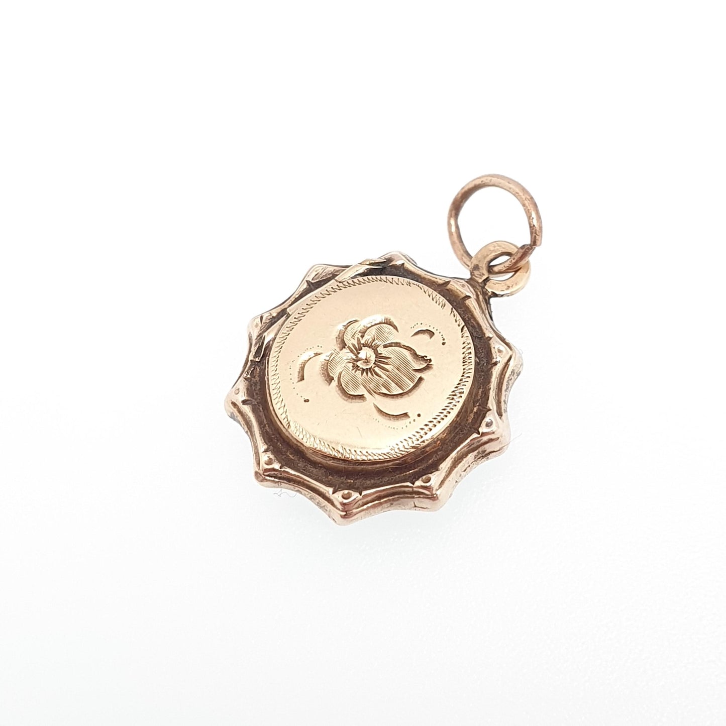 Antique 14k 14kt Gold Locket Pendant Star Necklace Solid 585 One Sided Photo Picture Gift Charm Yellow Womens Retro Jewelry Jewellery