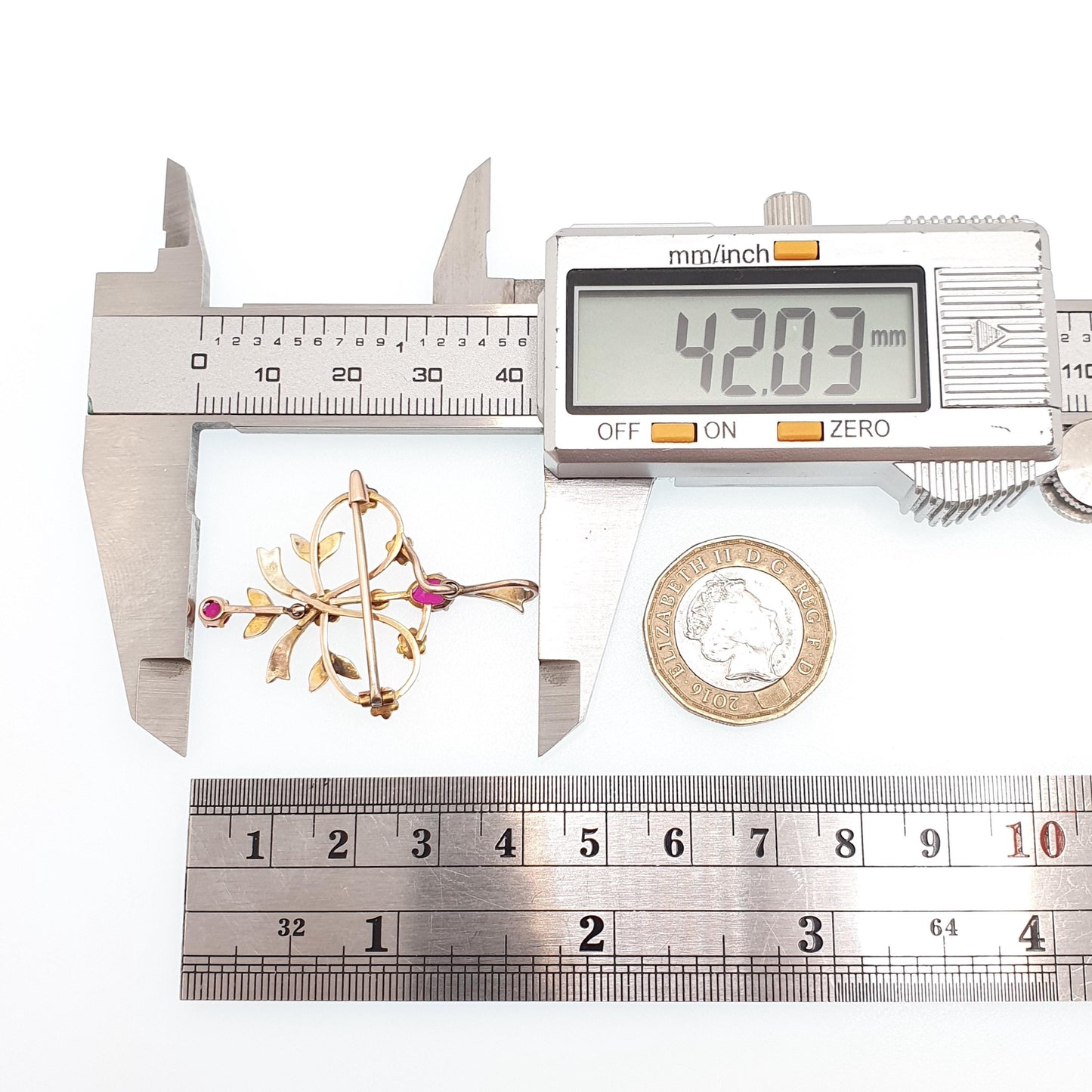 Antique 14k 14kt Gold Ruby Necklace Seed Pearl Openwork Pendant Brooch Edwardian Solid 585 Art Nouveau Vintage Womens Jewelry Jewellery