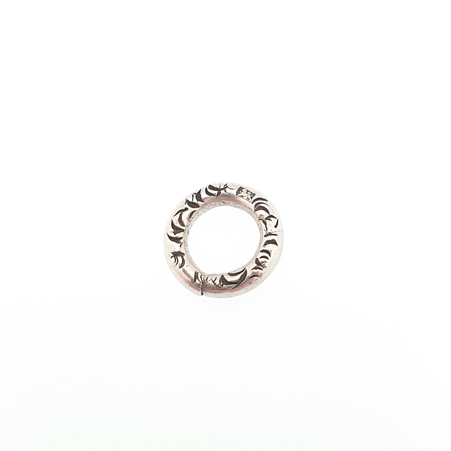 Antique Sterling Silver Chased Jump Ring Victorian Georgian Genuine 1800s 9.9mm Open Vintage Jewelry Fastenings Jewellery Findings