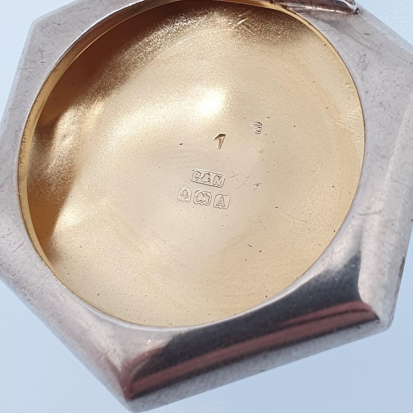 Antique Sterling Silver Powder Compact Locket Pendant Heart Hexagon Mirror 1925 Hallmarked Vintage Solid 925 Womens Jewelry Jewellery