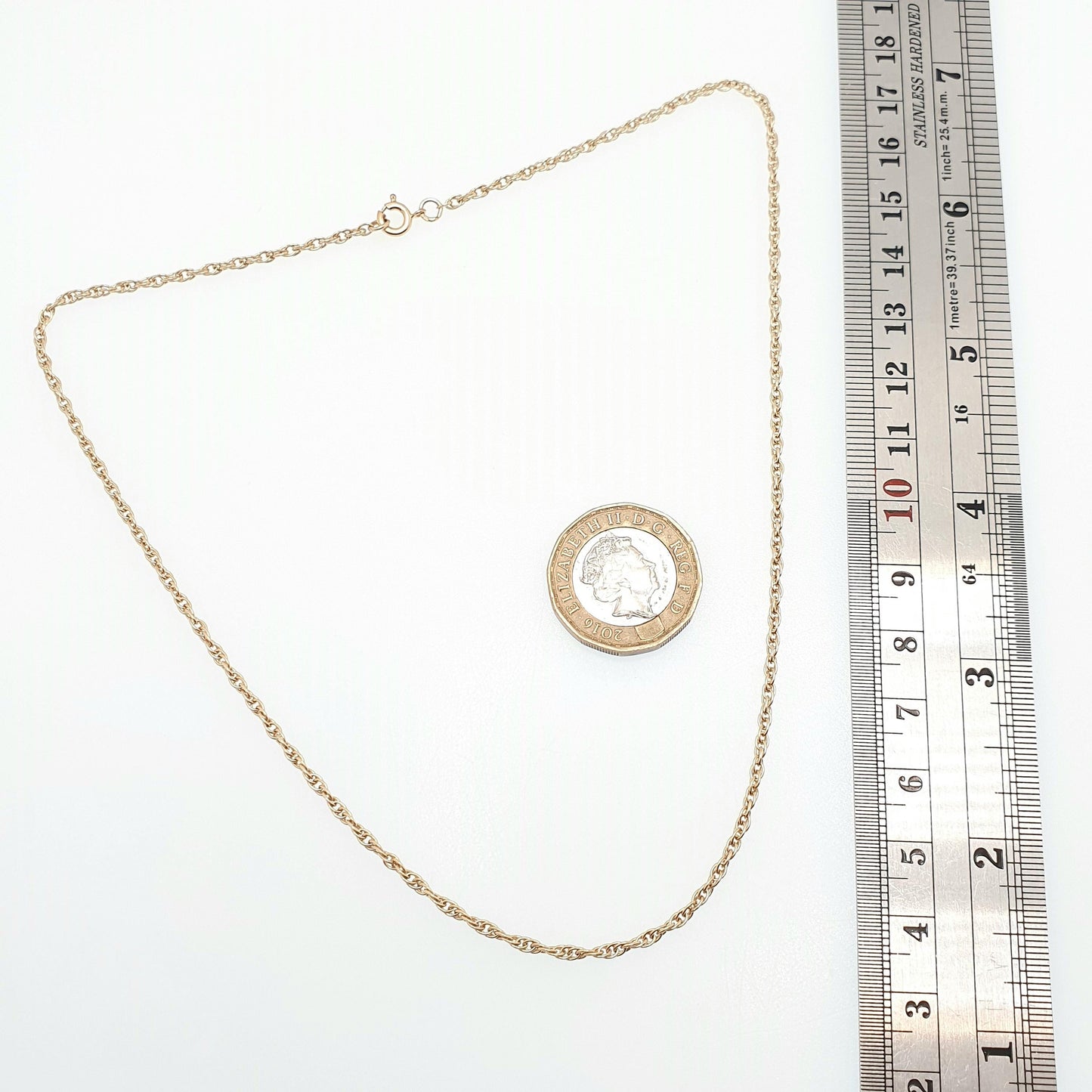 Vintage 9k 9ct Gold Chain Necklace Yellow Rope Link 41cm 16.1" 3.83g Twisting Helix Twist Solid 9kt 375 9 Carat Retro Womens Jewelry