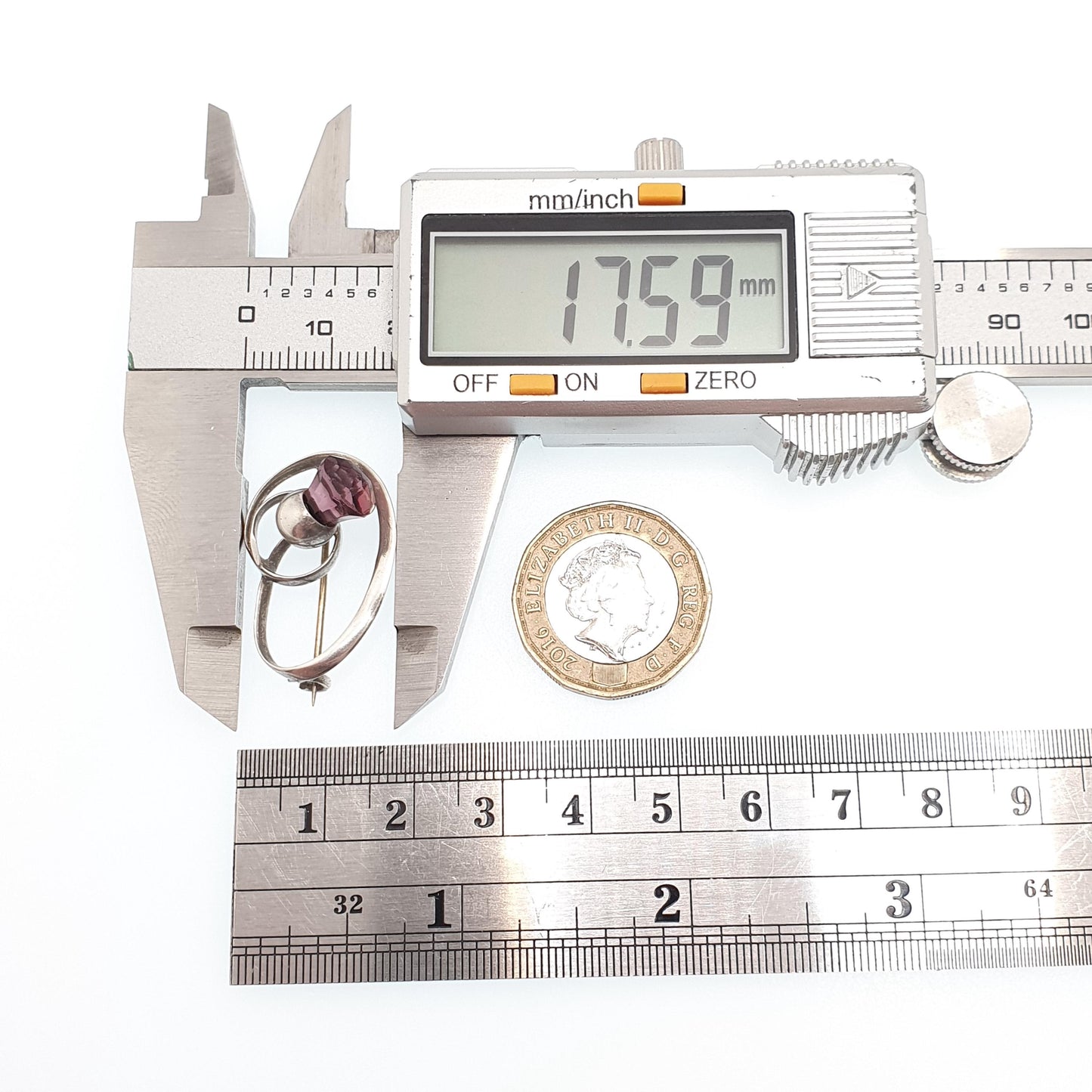 Antique Sterling Silver CHARLES HORNER Brooch Thistle Amethyst Paste Flower Art Nouveau Scottish Genuine CH Jewellery Jewelry