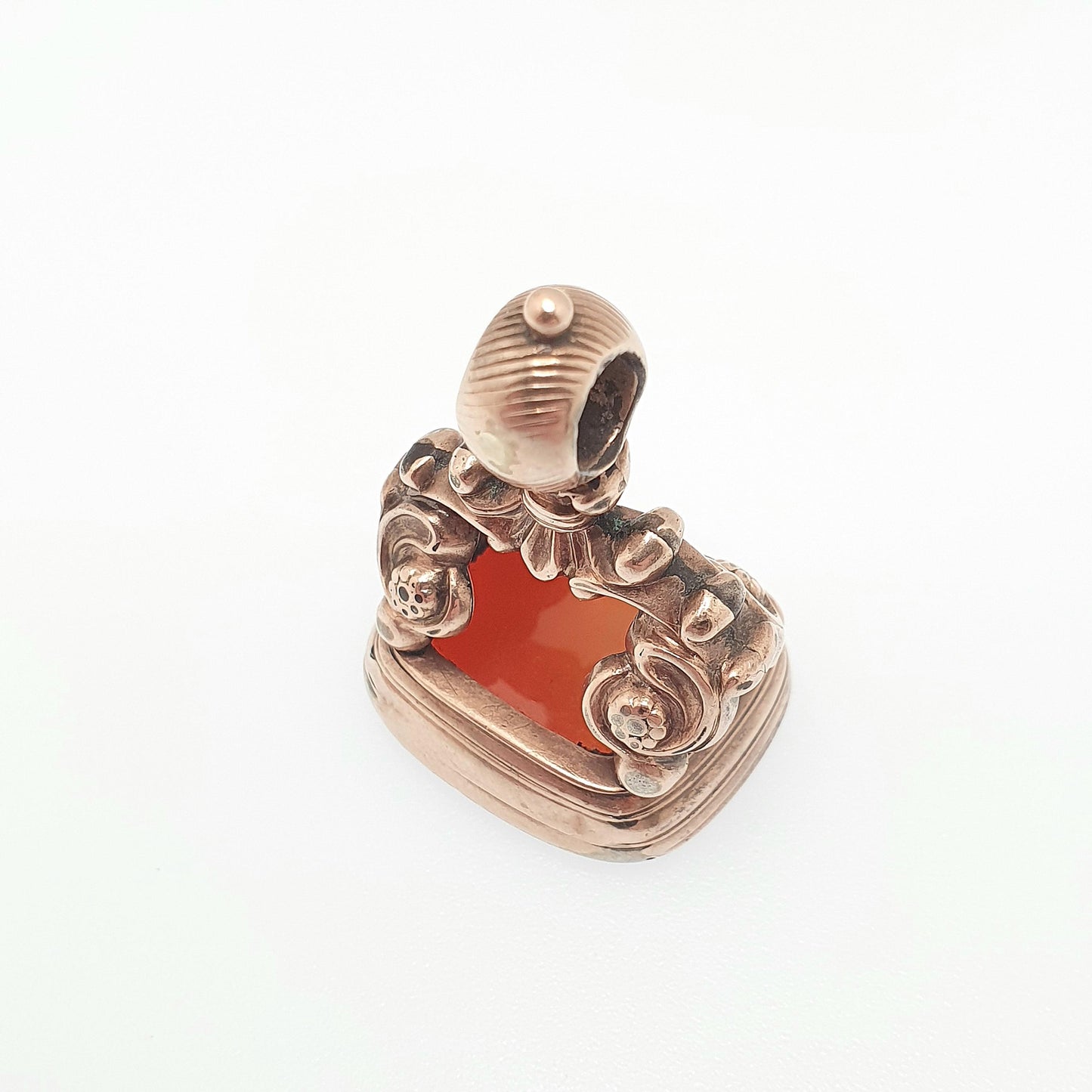 Antique Victorian Rolled Gold Fob Pendant Large Carnelian Intaglio Necklace Big Gemstone Gold Filled Albert Seal Vintage Jewellery Jewelry