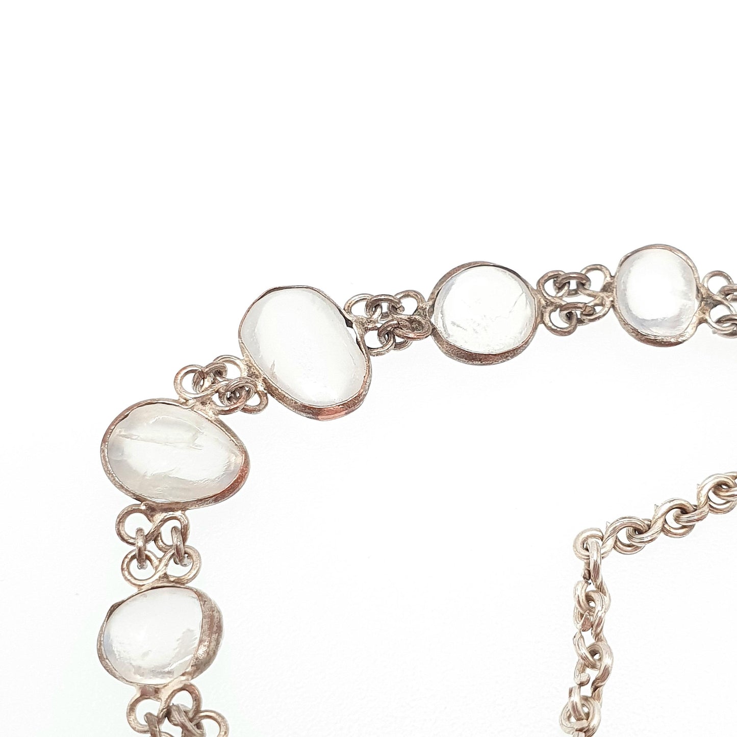 Antique Victorian Moonstone Bracelet Cabochon Cut Handmade Gemstone Adularescence Silver Plate Genuine Vintage Womens Jewelry Jewellery