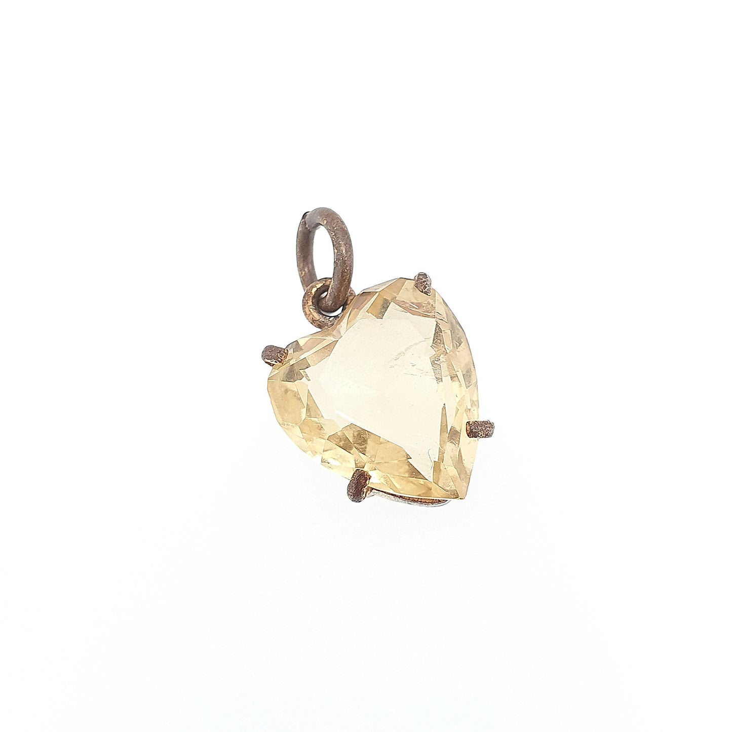 Antique Victorian Citrine Heart Pendant Necklace Heart Cut Orange Genuine Real Gemstone Love Charm Gift Vintage Rare Small Jewelry Jewellery