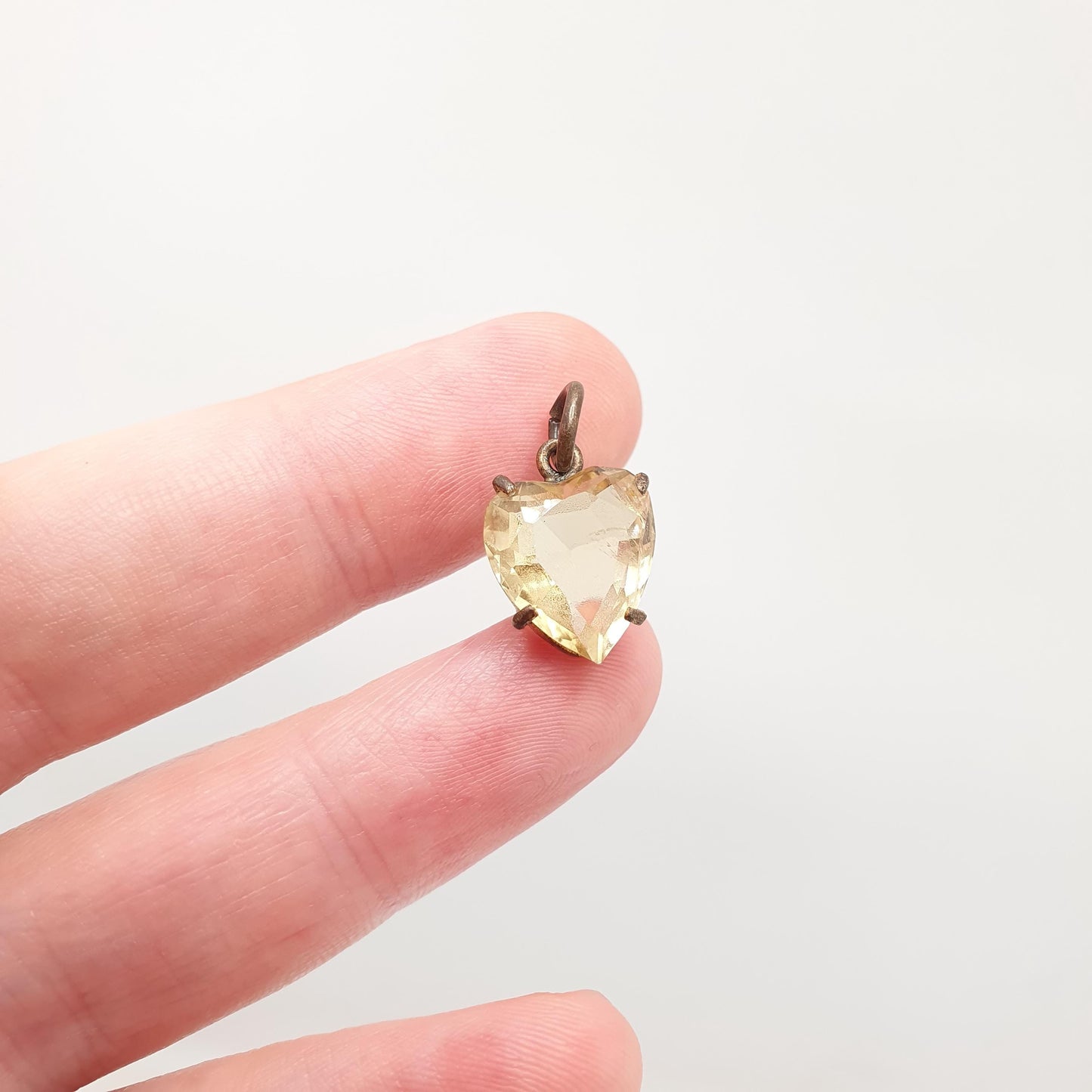 Antique Victorian Citrine Heart Pendant Necklace Heart Cut Orange Genuine Real Gemstone Love Charm Gift Vintage Rare Small Jewelry Jewellery