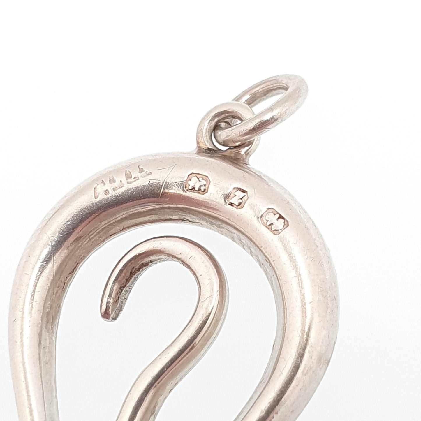Antique Sterling Silver Button Hook Pendant Lyre Shape Necklace Folding Victorian Buttons 1899 Hallmark Sewing Vintage Jewelry Jewellery