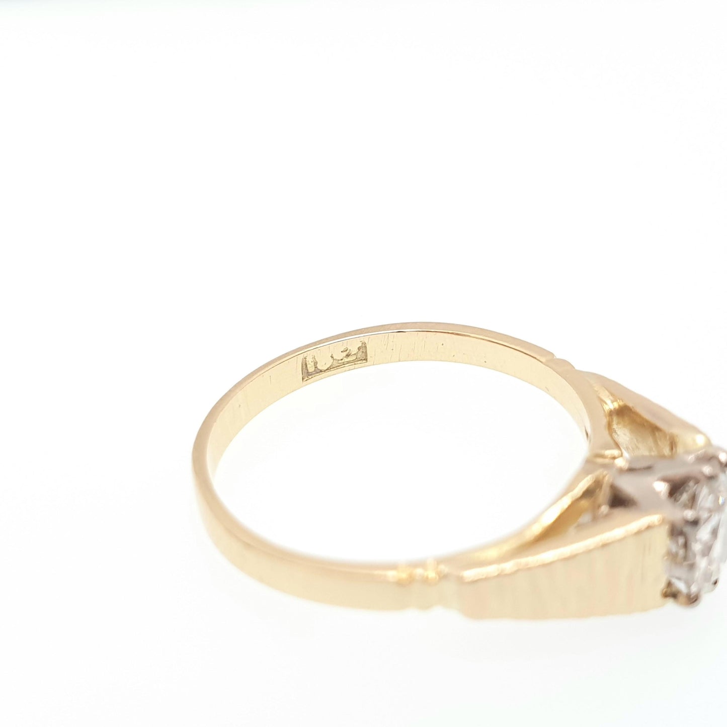 Vintage 18ct Gold Diamond Ring 0.65ct Round Old Cut Large Natural Diamond Trilogy Engagement Weddings Womens Jewelry Jewellery
