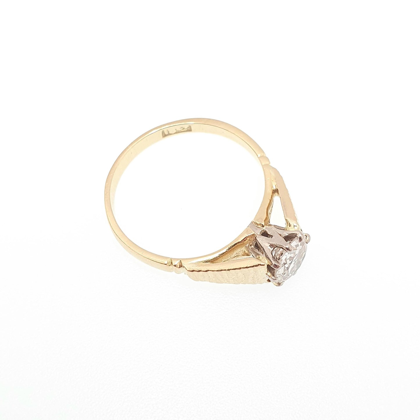 Vintage 18ct Gold Diamond Ring 0.65ct Round Old Cut Large Natural Diamond Trilogy Engagement Weddings Womens Jewelry Jewellery