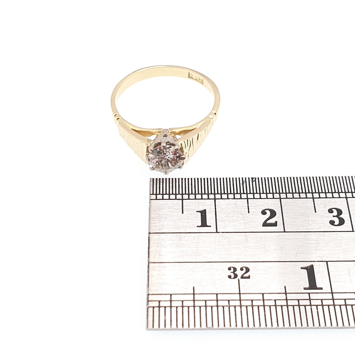 Vintage 18ct Gold Diamond Ring 0.65ct Round Old Cut Large Natural Diamond Trilogy Engagement Weddings Womens Jewelry Jewellery