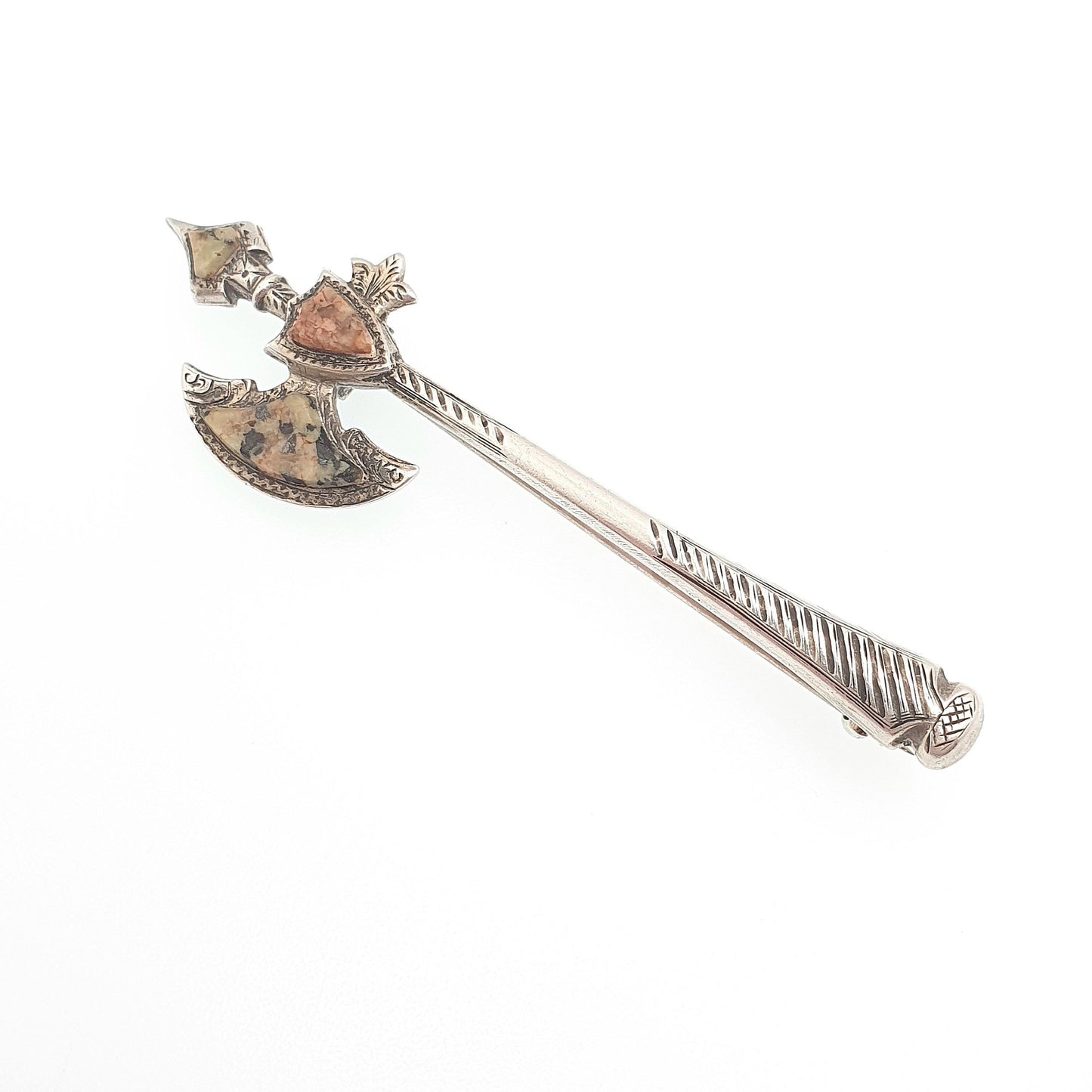 Antique Victorian Solid Silver Scottish Axe Brooch Aberdeenshire Granite Lozenge Kite Mark Pike Pin Rare Vintage 1800s Jewelry Jewellery