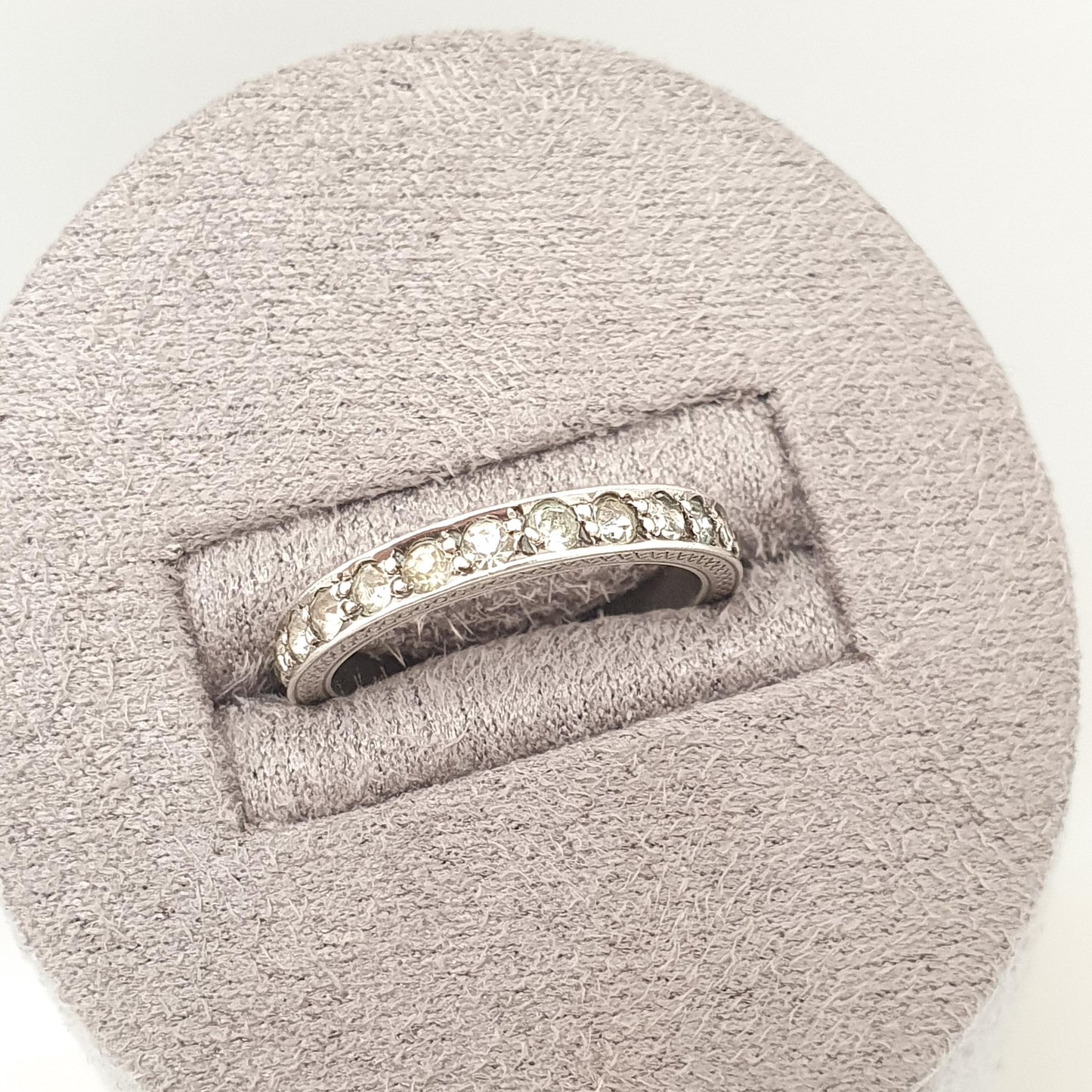 Antique Solid Silver Full Eternity Ring Diamond Paste 1920s Art Deco Engraved Pinky Pinkie Vintage Ladies Womens Jewelry Jewellery
