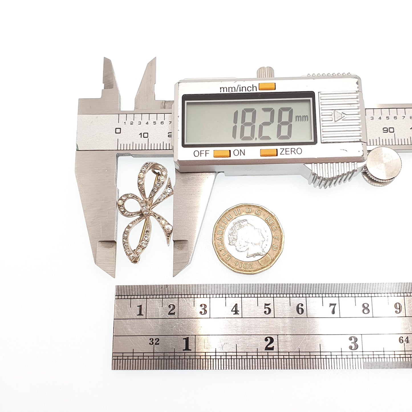 Antique Victorian Paste Solid Silver Bow Brooch Ribbon Cute Diamond Pastes 1800s Cute Gift Special Rare Womens Jewelry Jewellery Vintage