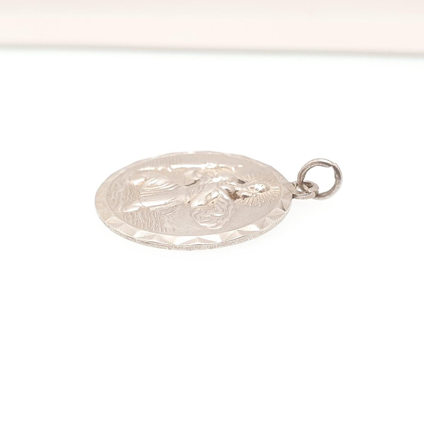 GEORG JENSEN Vintage Sterling Silver St Christopher Pendant Necklace Small Hallmark Genuine Saint Jewellery Jewelry Men Women 925 Travel