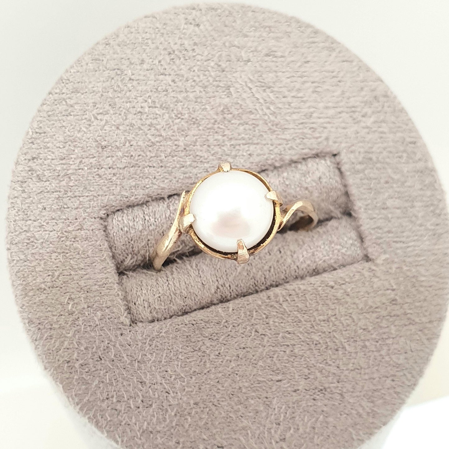 Antique Victorian 9ct Gold Pearl Ring Solid 9k 9kt Cultured Pearl Yellow Gold Large Solitaire White Lustre Womens Jewellery Jewelry