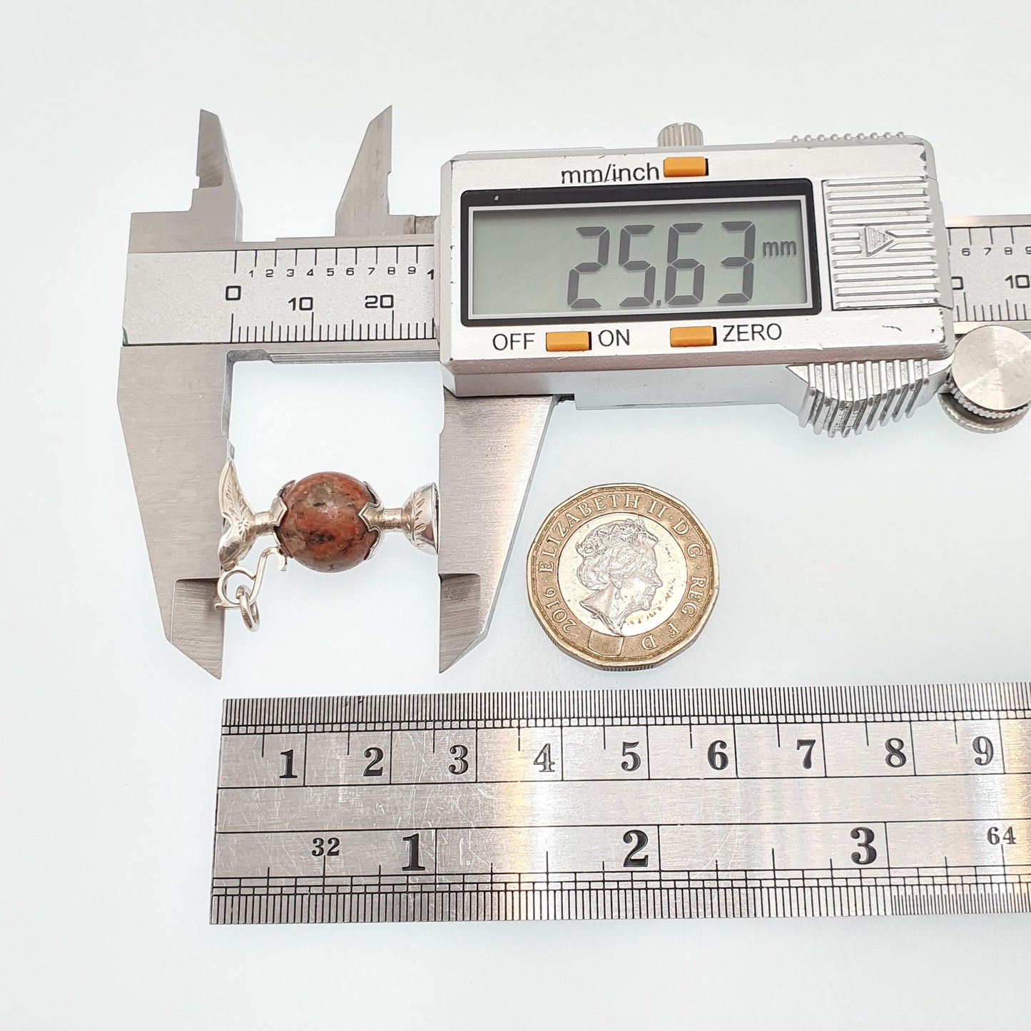 Antique Victorian Solid Silver Wine Jug Charm Pendant Pink Aberdeenshire Granite Necklace Scottish Genuine 1800s Womens Jewellery Jewelry