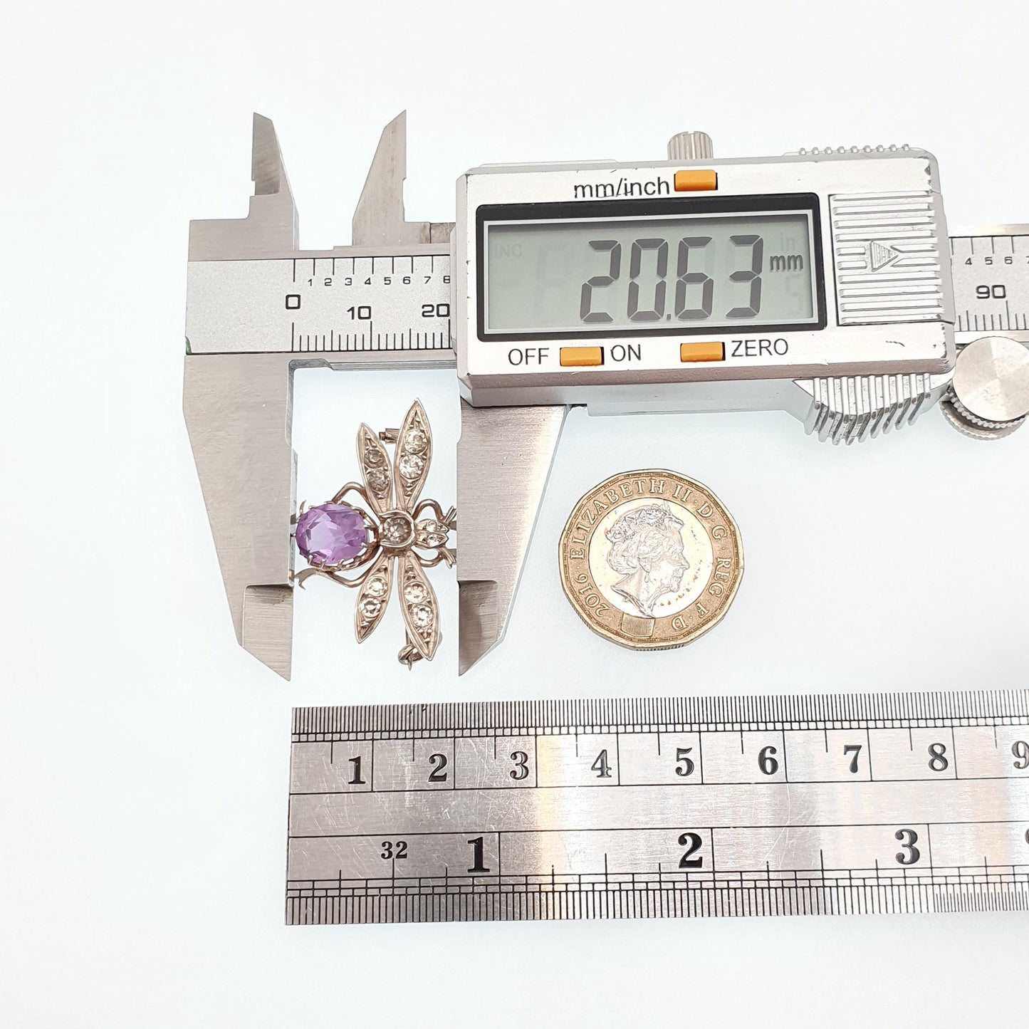 Antique Solid Silver Victorian Amethyst Fly Brooch Diamond Paste Pin Vintage 1800s Bug Insect Wings Gemstone Rare Womens Jewelry Jewellery