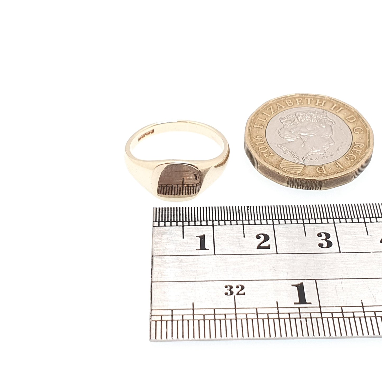 Vintage 9ct Gold Square Signet Ring Solid 9k 375 9kt Plain Smooth Retro Hallmark Chunky Large Big Mens Womens Jewelry Jewellery