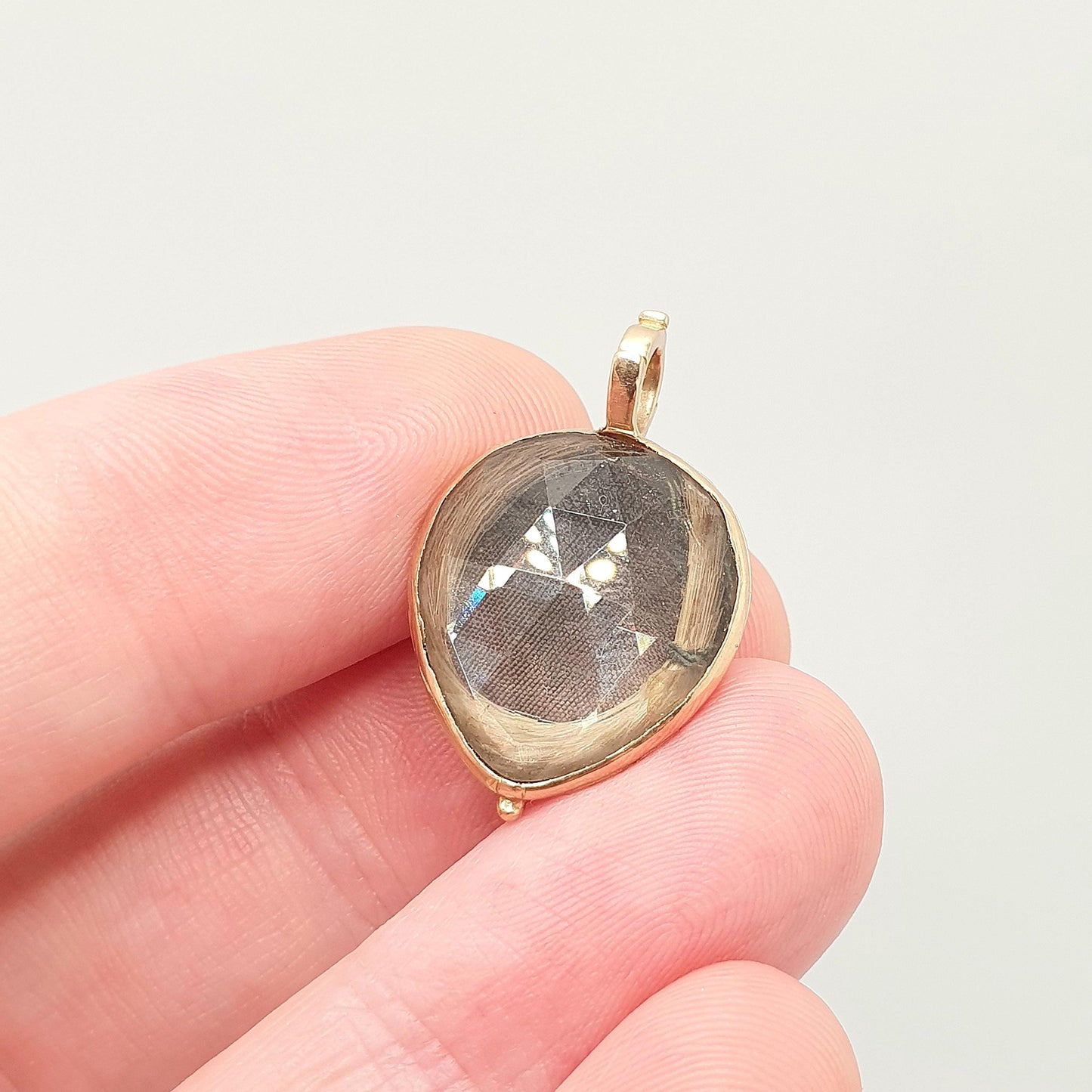 Antique Georgian 18ct Gold Rock Crystal Necklace Pendant 1747 George II 2nd Mourning Hair Rose Pear Cut Solid 18k Vintage Jewellery Jewelry