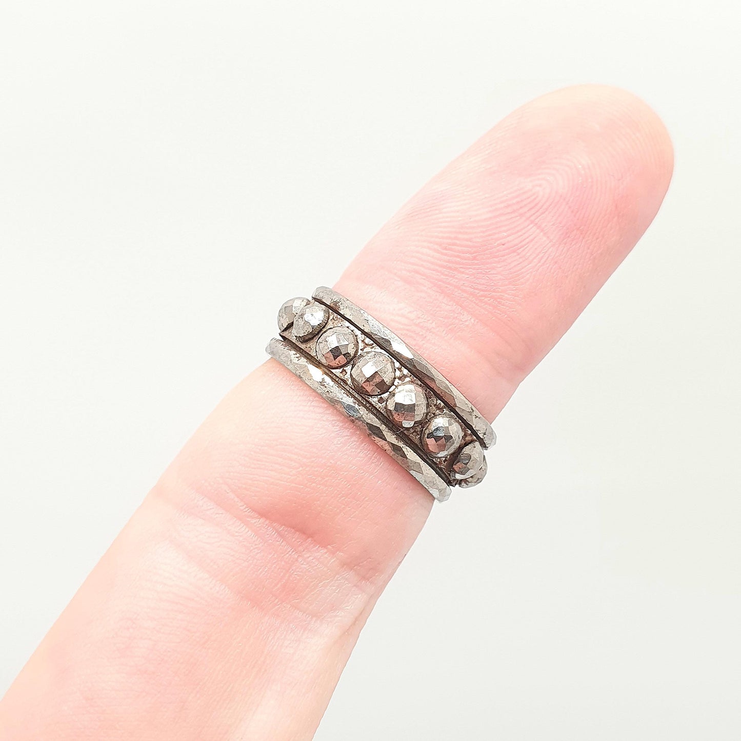 Antique Georgian Steel Cut Ring Band Full Eternity Very Rare Early 1800s Pre Victorian Faceted Handmade Artisan Vintage Jewelry Jewellery