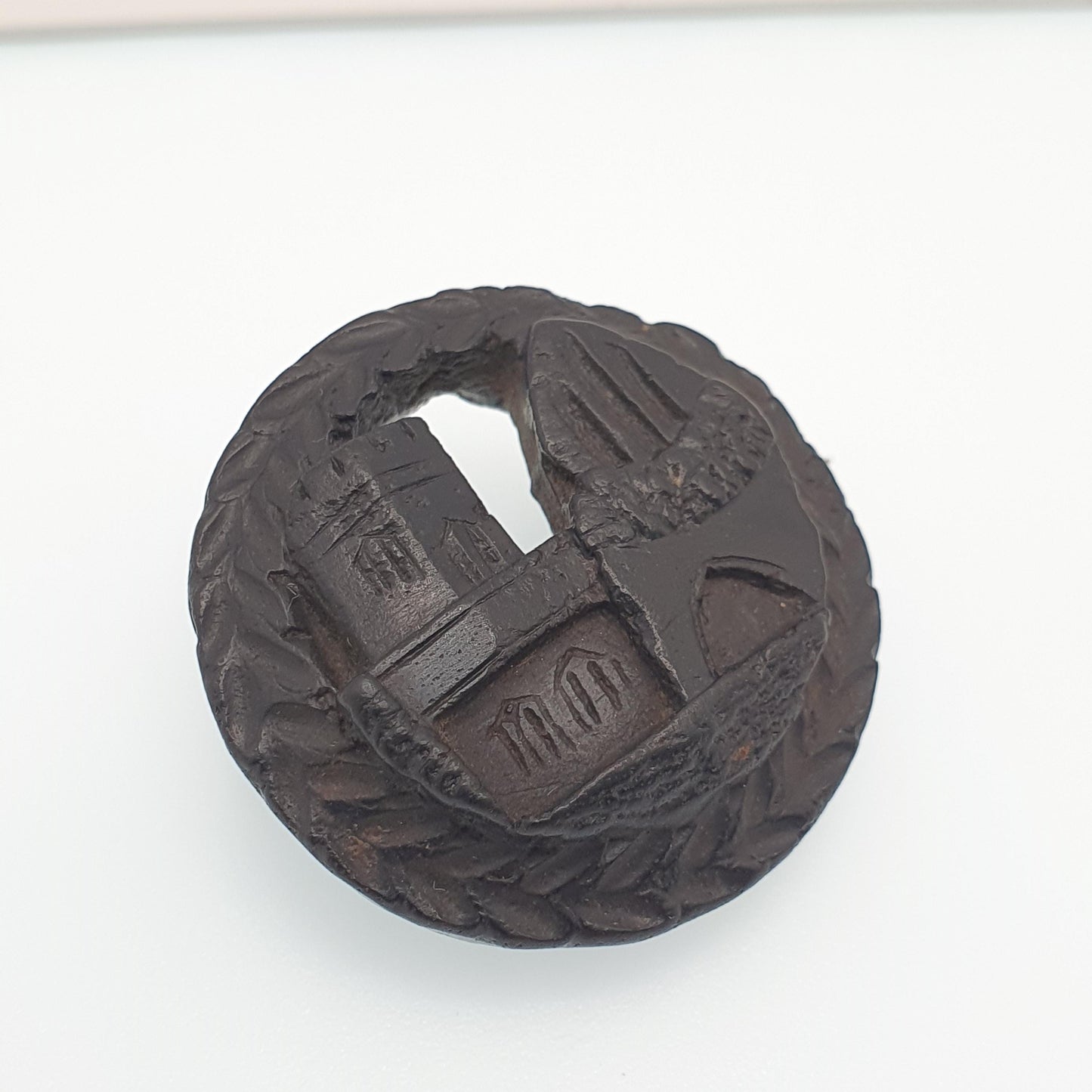 Antique Victorian Bog Oak Brooch Castle Church Cathedral KINDALE Mourning Whitby Jet Imitation 1800s Rope Vintage Jewelry Jewellery