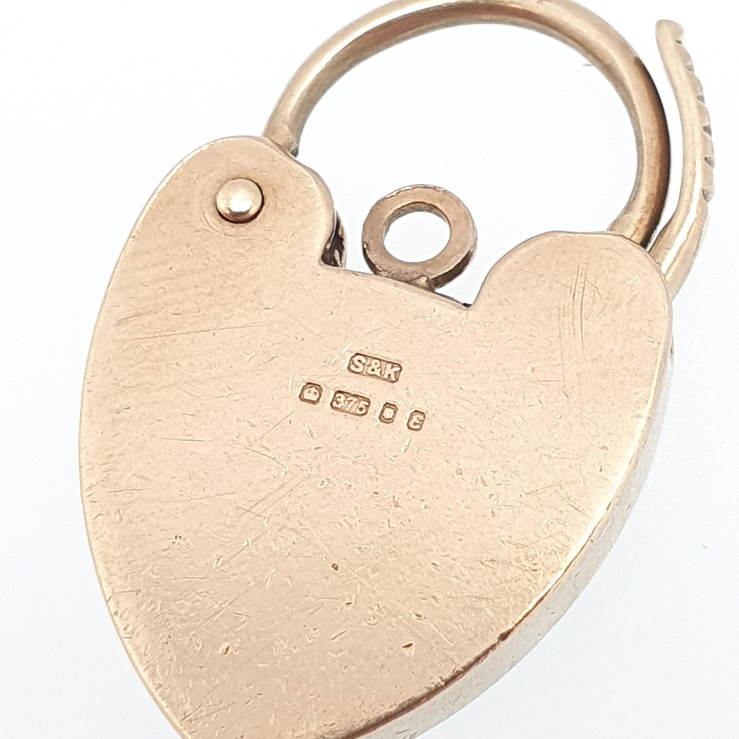 Vintage Solid Gold 9ct Padlock Bracelet Clasp Charm Engraved Large Big Necklace Pendant 1979 Hallmark Clasp Lock 9k Victorian Revival Womens