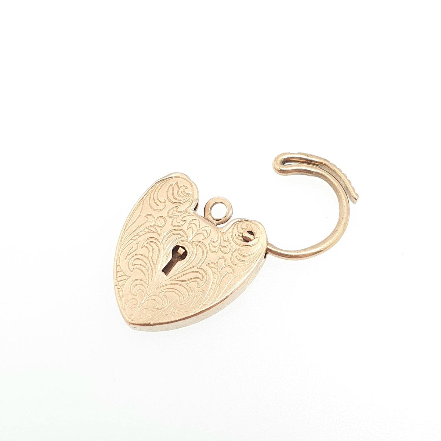 Vintage Solid Gold 9ct Padlock Bracelet Clasp Charm Engraved Large Big Necklace Pendant 1979 Hallmark Clasp Lock 9k Victorian Revival Womens