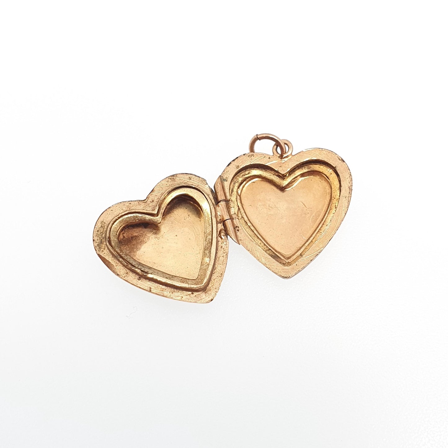 Antique 9ct Gold Heart Locket Enamel Flower Small Cute Engraved Solid 9k 375 Pendant Fine Back & Front Necklace Jewelry Womens Jewellery