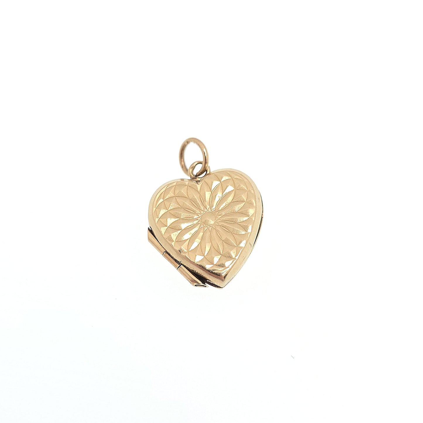 Old Vintage 9ct Gold Heart Locket Gyroscope Solid 9k 375 Pendant Small Cute Fine Estate Gift Back & Front Necklace Jewelry Womens Jewellery
