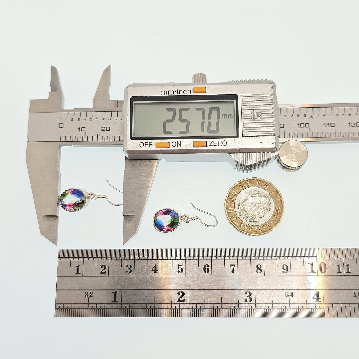 RESERVED/SOLD DON Antique Solid Silver Iris Rainbow Glass Earrings Screw Stud Art Deco Tutti Frutti Sparkly Foiled Fine Vintage