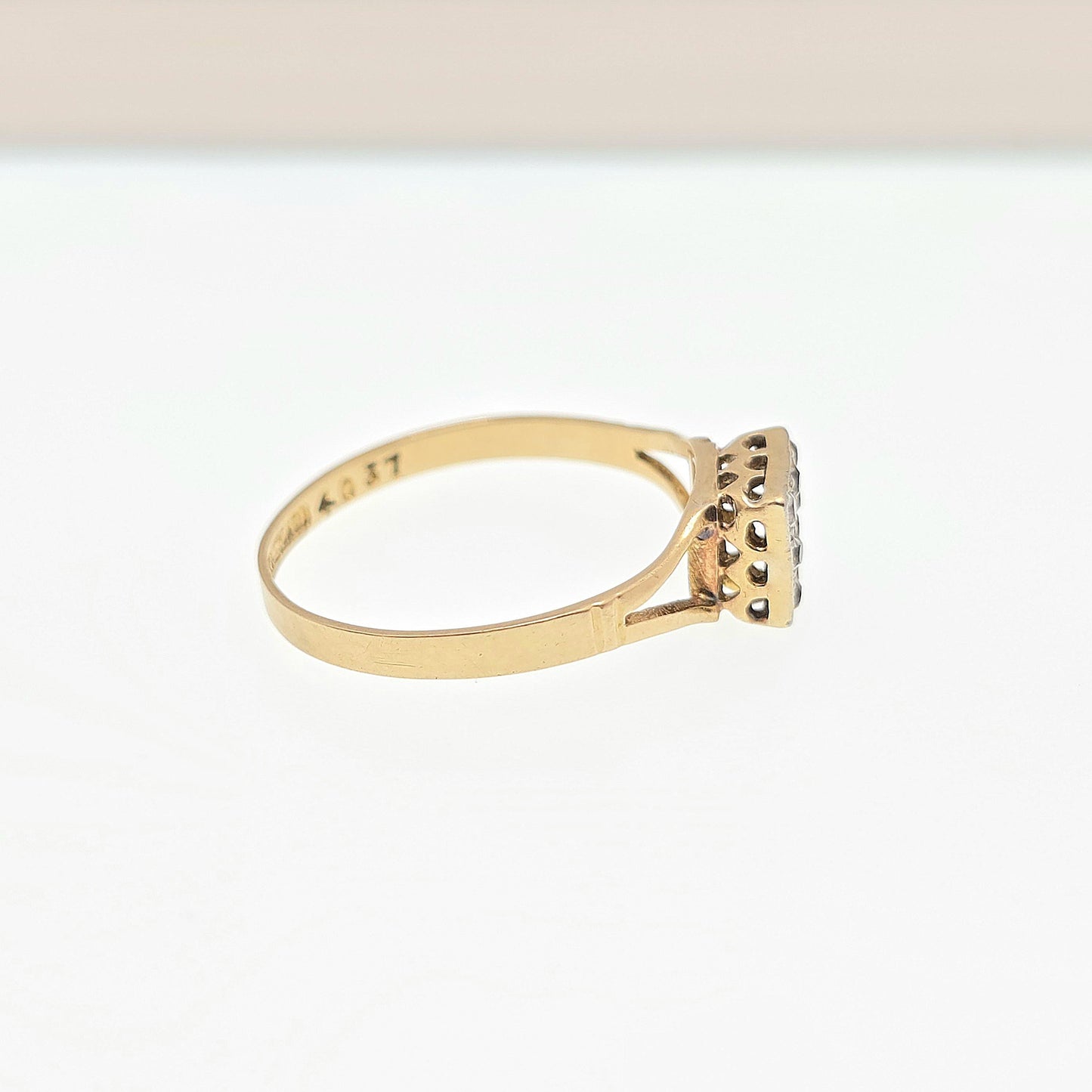 Antique 18k 18ct Gold White Sapphire Ring Art Deco Square Grid Platinum Solid 750 18kt Wedding Womens Engagement Vintage Jewellery Jewelry