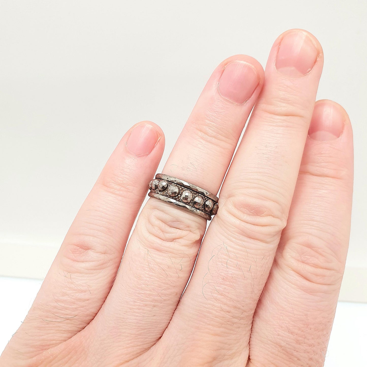 Antique Georgian Steel Cut Ring Band Full Eternity Very Rare Early 1800s Pre Victorian Faceted Handmade Artisan Vintage Jewelry Jewellery