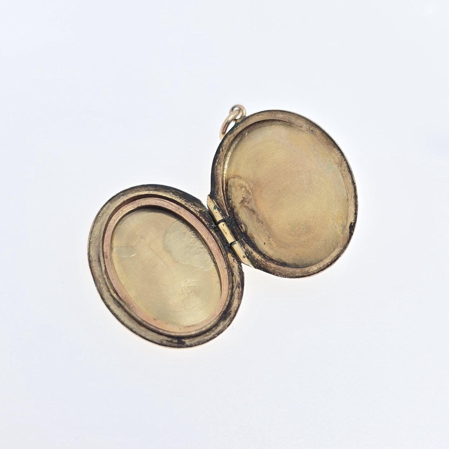 Antique 9ct 9k Gold Locket Pendant Oval Engraved Necklace Solid 375 Yellow Back & Front Vintage Fine Estate Picture Jewelry Jewellery