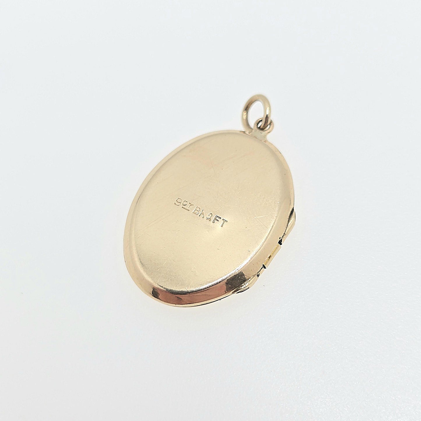Antique 9ct 9k Gold Locket Pendant Oval Engraved Necklace Solid 375 Yellow Back & Front Vintage Fine Estate Picture Jewelry Jewellery