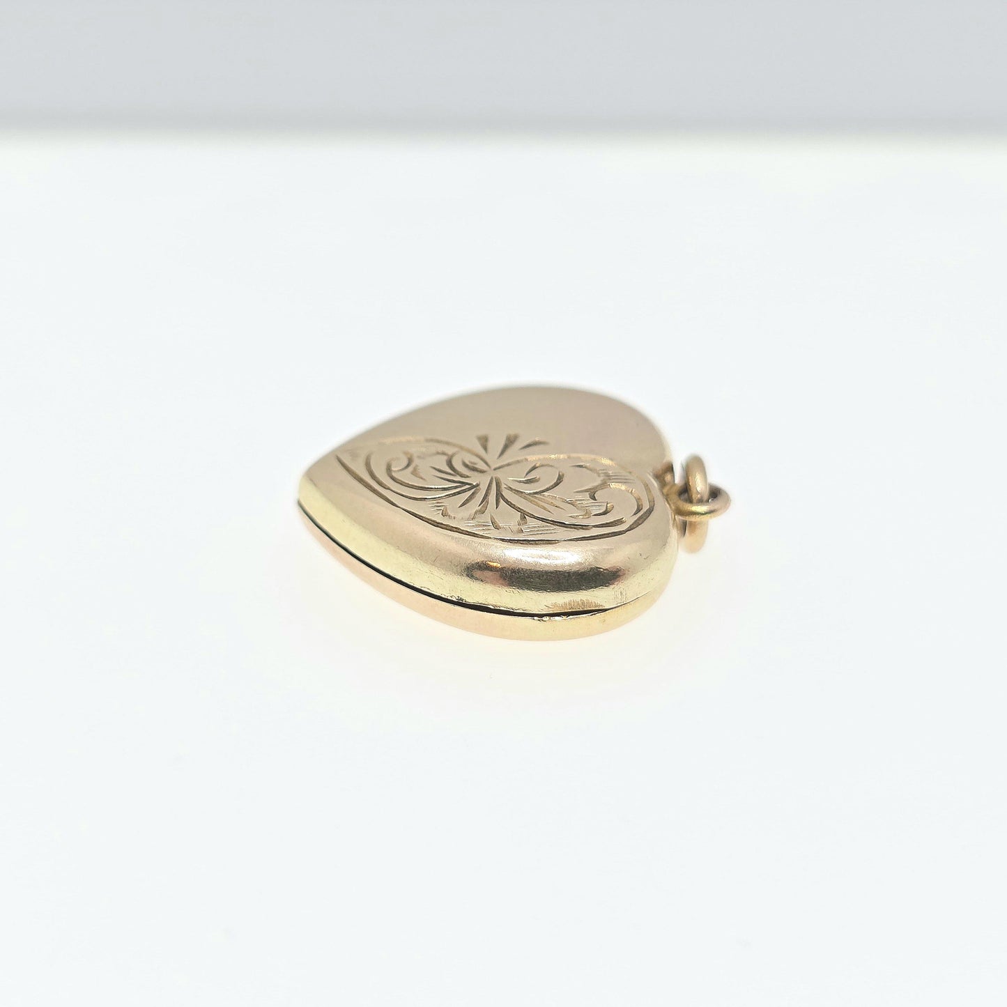 Antique 9ct Gold Heart Locket Small Cute Engraved Solid 9k 375 Pendant Fine Estate Love Gift Back & Front Necklace Jewelry Womens Jewellery