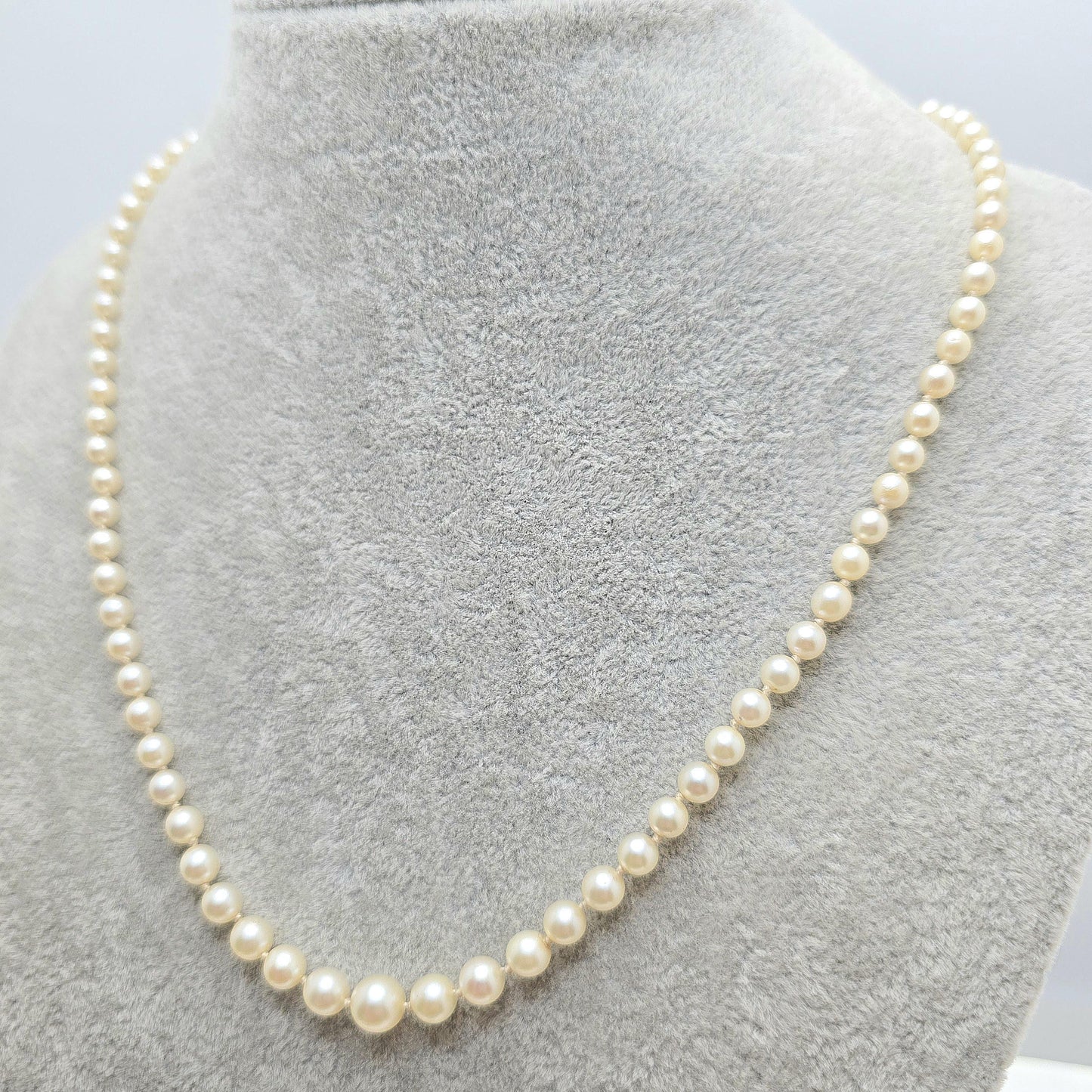 Antique Cultured Pearl Necklace Sterling Silver Marcasite Long Art Deco 50cm 19.6" 14.20g Real Genuine Pearls Vintage 1920s Jewelry