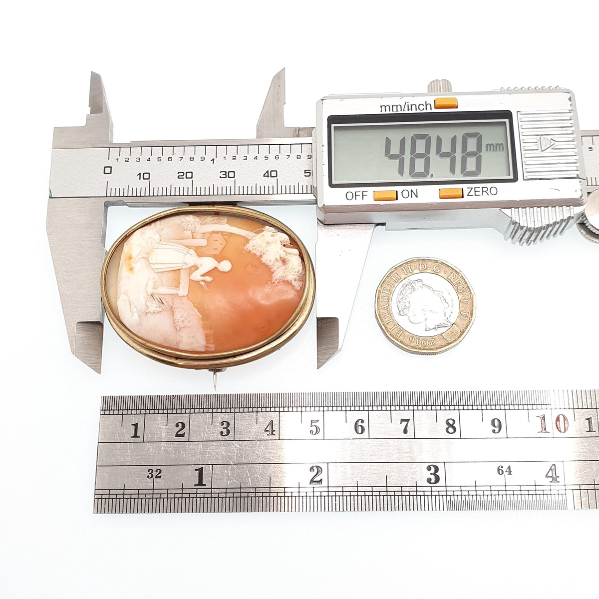 Antique Victorian Cameo Brooch Rolled Gold Lady Tree Holding Flower Basket Large Big Fine Hand Carved Shell Vintage Jewelry Jewellery