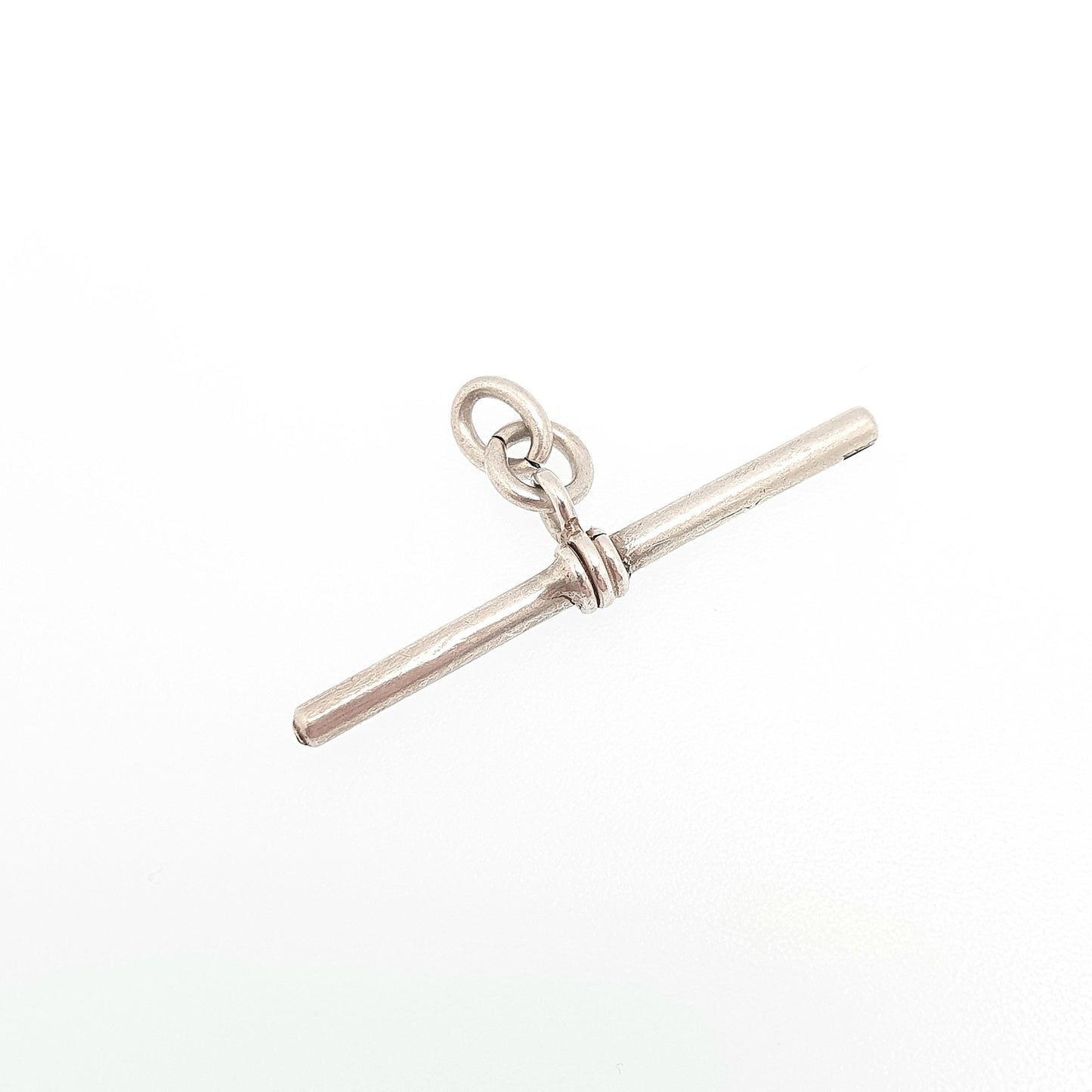Antique Solid Silver T Bar Pendant Fob Necklace Albert Chain Pocket Watch Charm Small Albertina Vintage Mens Womens Jewelry Jewellery
