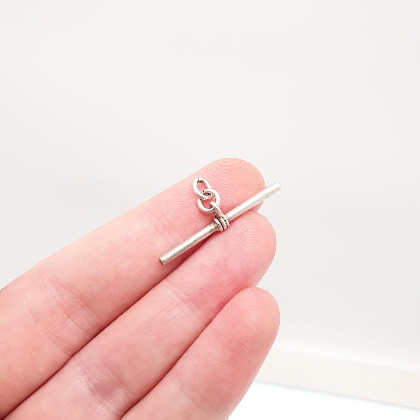 Antique Solid Silver T Bar Pendant Fob Necklace Albert Chain Pocket Watch Charm Small Albertina Vintage Mens Womens Jewelry Jewellery