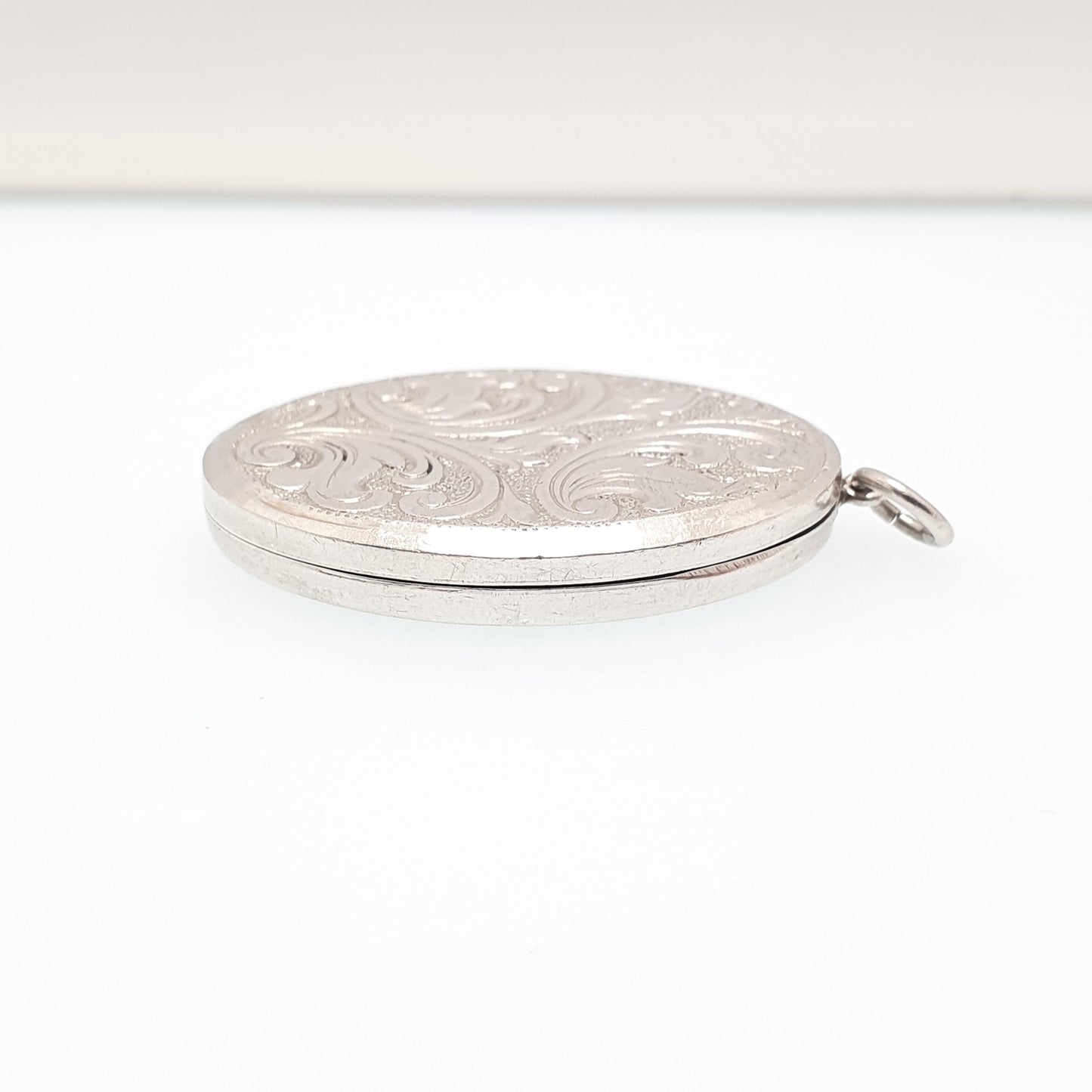 Vintage GEORG JENSEN Sterling Silver Locket Oval Scroll Embossed Necklace Pendant Hallmark Cute Picture Photo Womens Jewelry Jewellery Retro