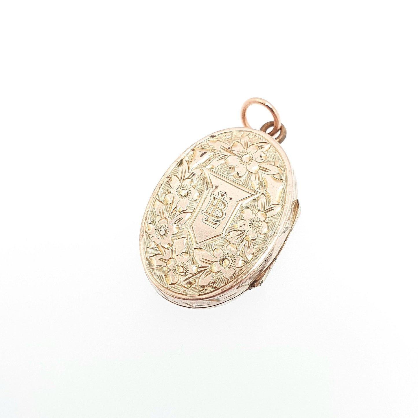 Antique 9ct Rose Gold Locket Victorian Oval Solid 9k 375 Engraved Small Cute Pendant Love Gift Back Front Necklace Jewelry Womens Jewellery
