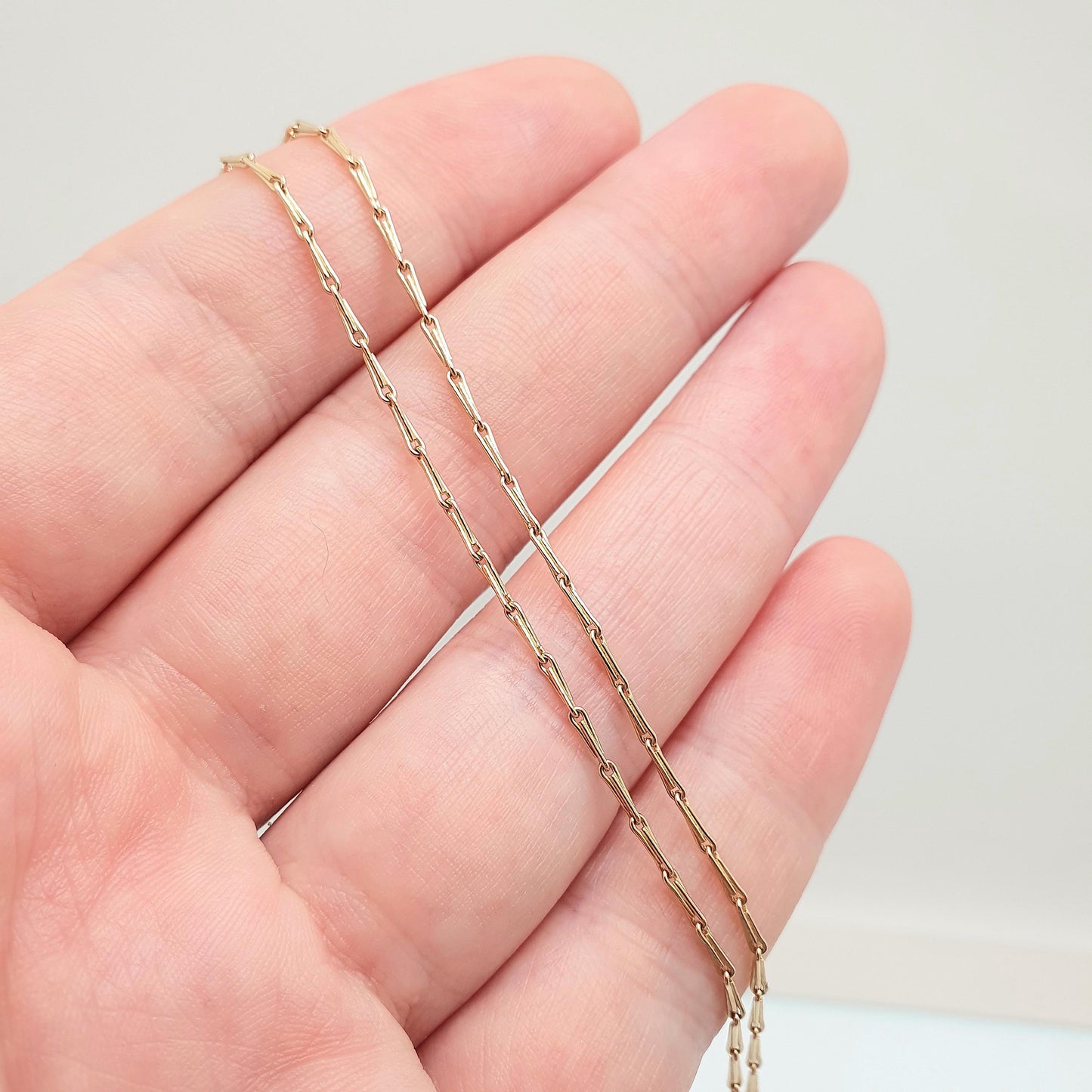 Vintage 9ct 9k Gold Chain Necklace Stirrup Link Style Long Spigot Style 45cm 17.7" 3.05g Hallmark Yellow Solid 9kt Womens Jewelry Jewelry