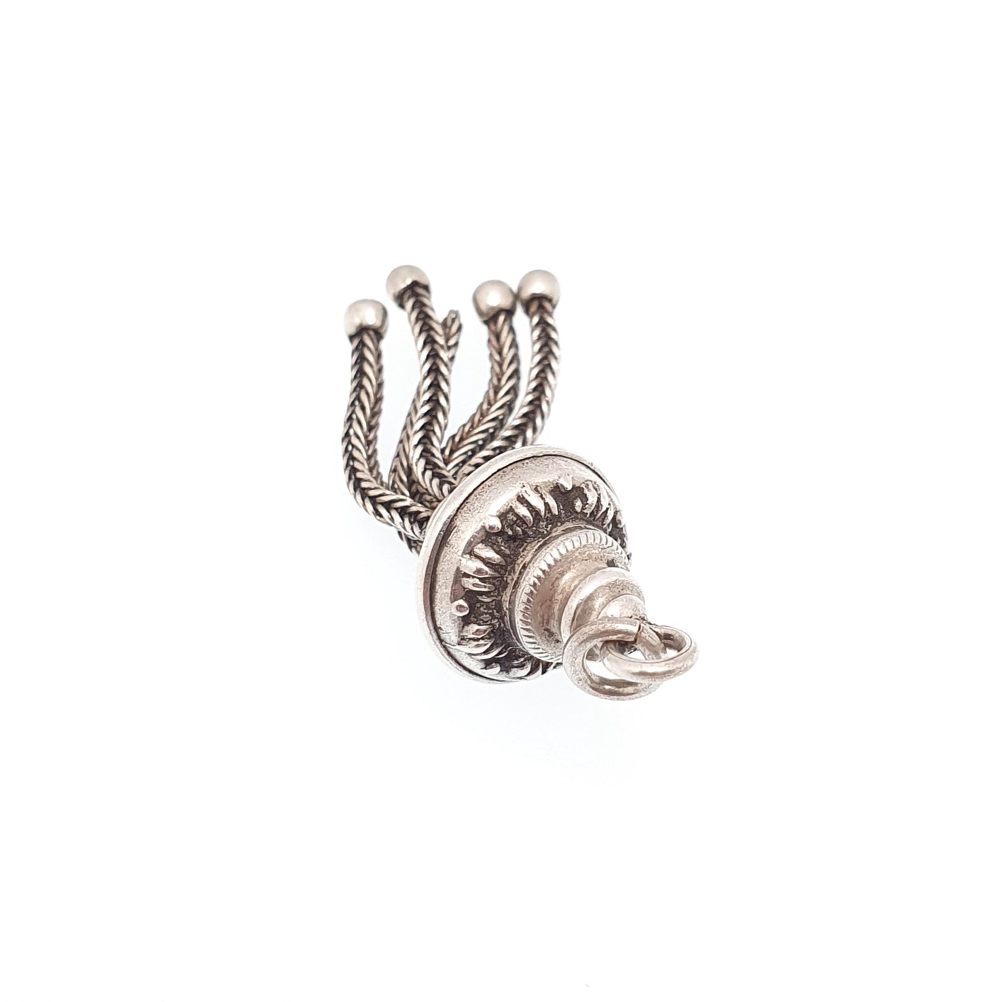 Antique Victorian Solid Silver Tassel Fob Bracelet Charm Necklace Pendant 1800s Genuine Albert Albertina Chain Vintage Ladies Womens Jewelry