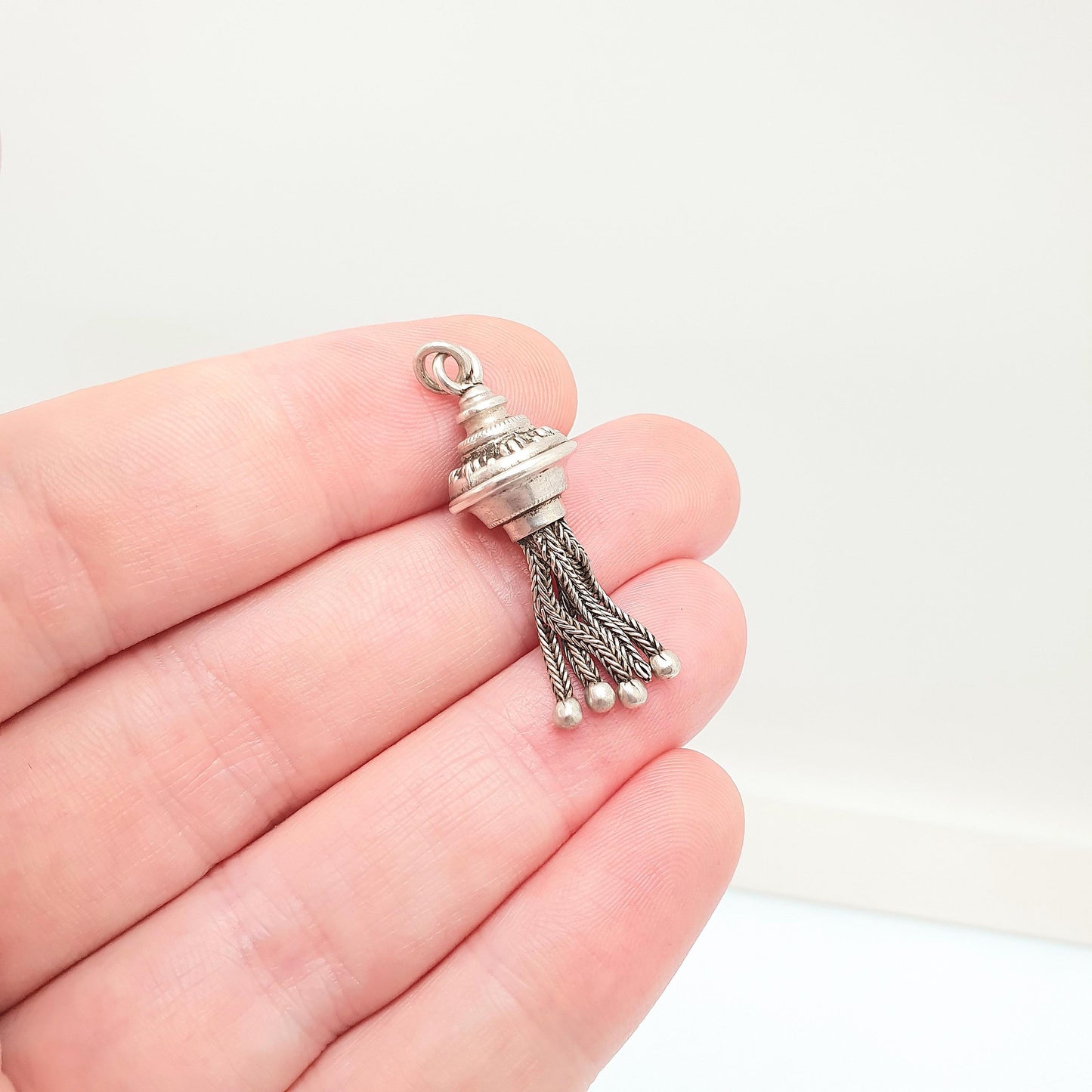Antique Victorian Solid Silver Tassel Fob Bracelet Charm Necklace Pendant 1800s Genuine Albert Albertina Chain Vintage Ladies Womens Jewelry