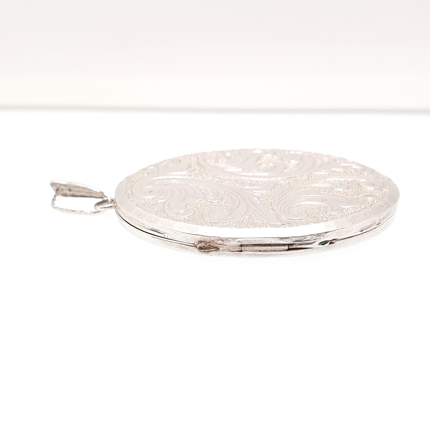 Vintage GEORG JENSEN Sterling Silver Locket Very Large Big 1969 Hallmark Engraved Necklace Pendant Picture Photo Womens Jewelry Jewellery